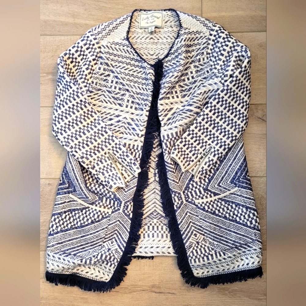 Lucky Brand Womens Blazer Size S Southwest Tapestry Open Front Embroidered